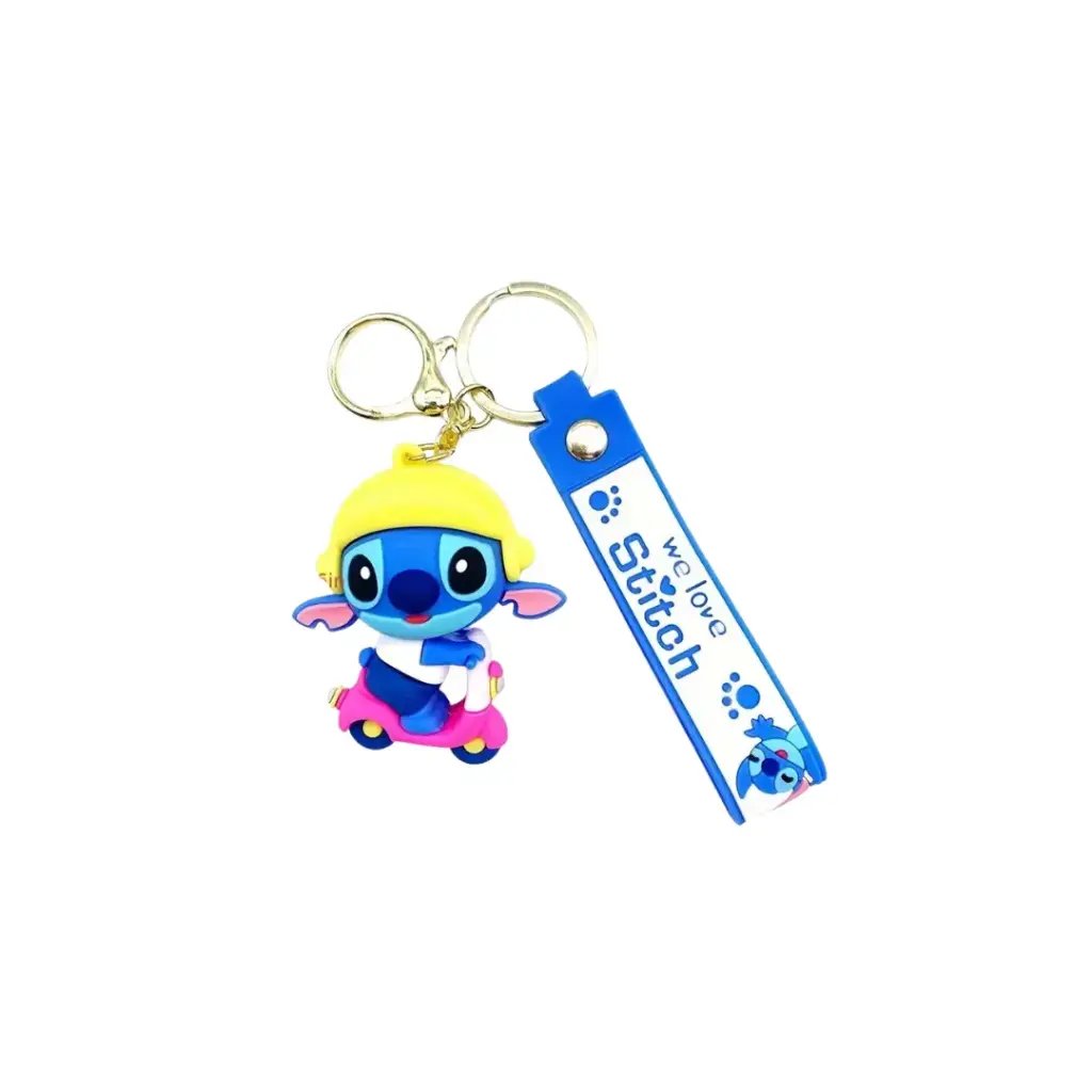 Llavero de goma Stitch Moto